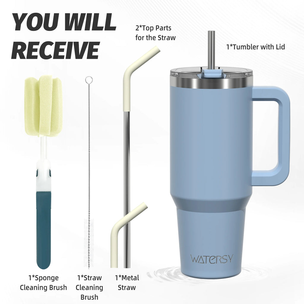 WATERSY 20oz/591ml Tumbler with Handle, Leak-proof Insulated Cup, Stainless Steel Vacuum Thermal for Coffee, for Car, Travel