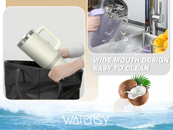 WATERSY 20oz/591ml Tumbler with Handle, Leak-proof Insulated Cup, Stainless Steel Vacuum Thermal for Coffee, for Car, Travel