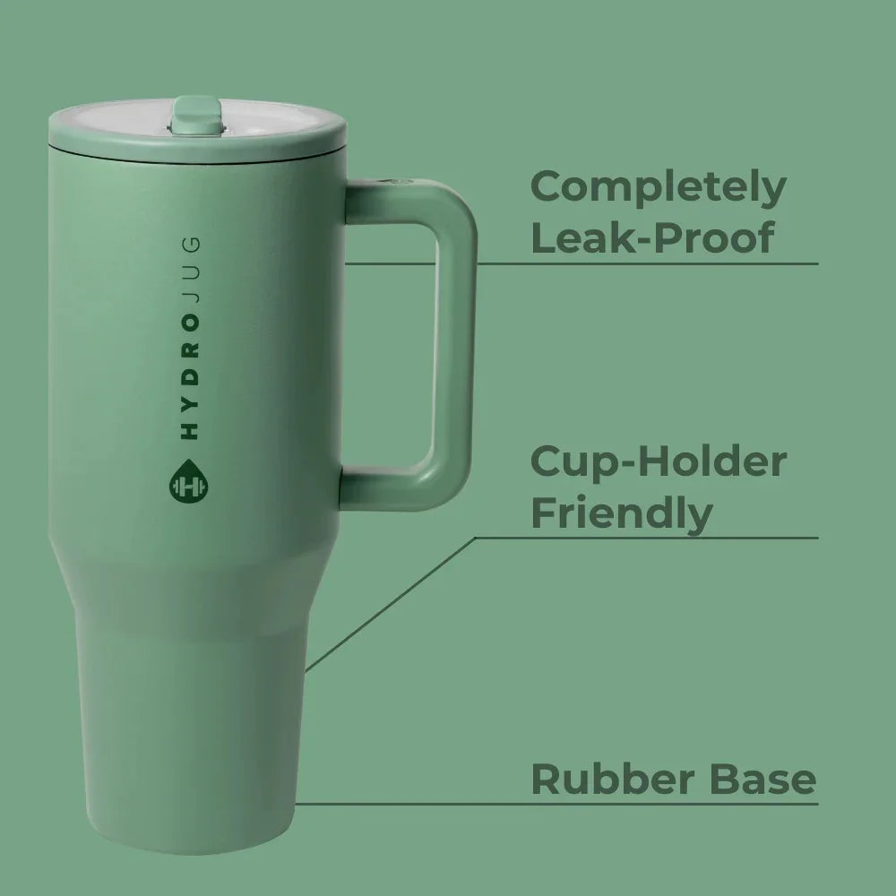 40oz Sage Insulated Stainless Steel Water Bottle | HYD Traveler Flip Straw Tumbler with Handle