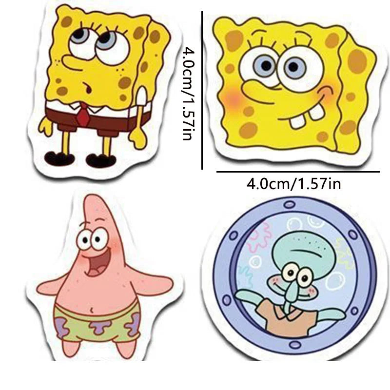 100pcs new Cartoon Cute SpongeBob SquarePants Stickers Personalized Creative Decorative Waterproof Sticker Decals Kids Toy.
