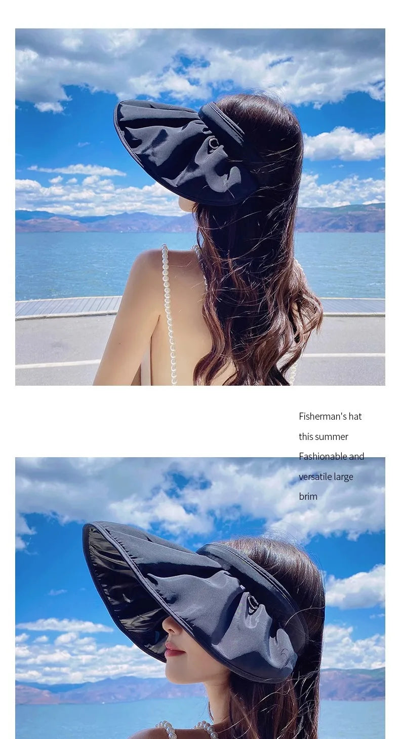 UPF50+ Sun Visor Hat Dual-Use Full Face Sun Protection Foldable Headband for Beach Hiking Outdoor Summer Hats for Women