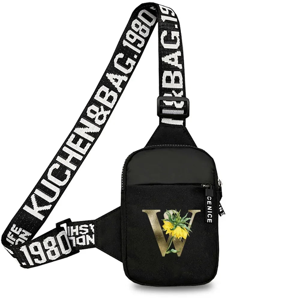 Simplicity Chest Bags Outdoor Sports Chest Backpack for Men and Women Multi Functional Golden Flower Series Crossbody Bag