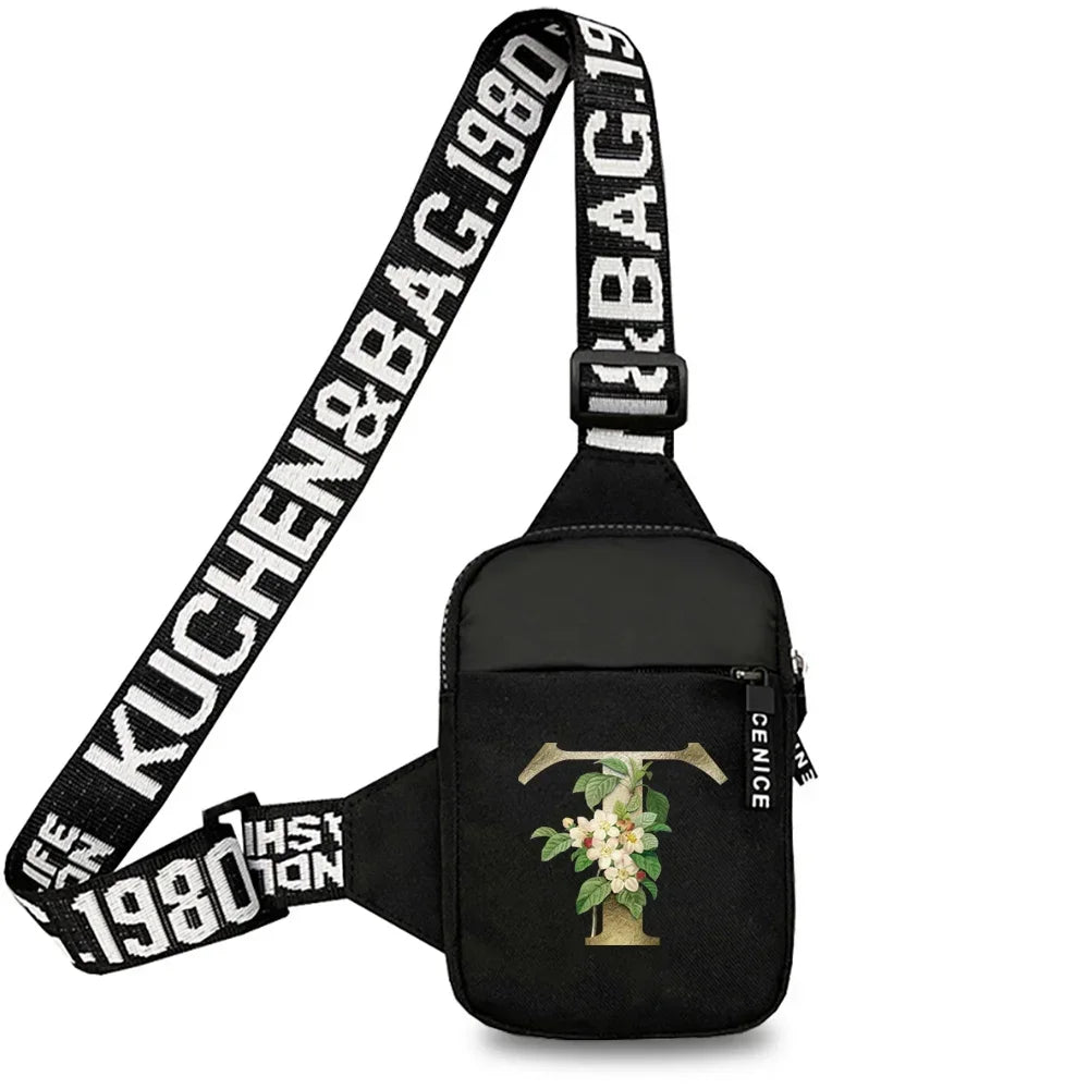 Simplicity Chest Bags Outdoor Sports Chest Backpack for Men and Women Multi Functional Golden Flower Series Crossbody Bag